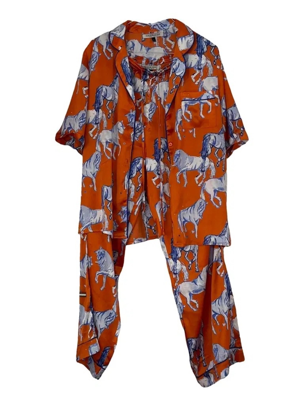 THEIR NIB Vintage Pajama/Loungewear Set, Top and Bottom, Bronco Pattern